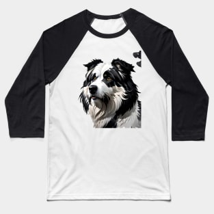 "Ink-Adorned Whimsy: Bearded Collie Canvas" Baseball T-Shirt